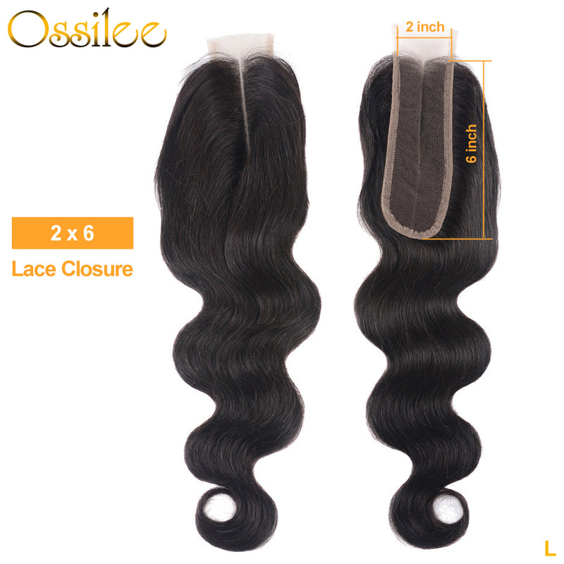 Brazilian Virgin Hair Body Wave With 2x6 Lace Closure - Ossilee Hair