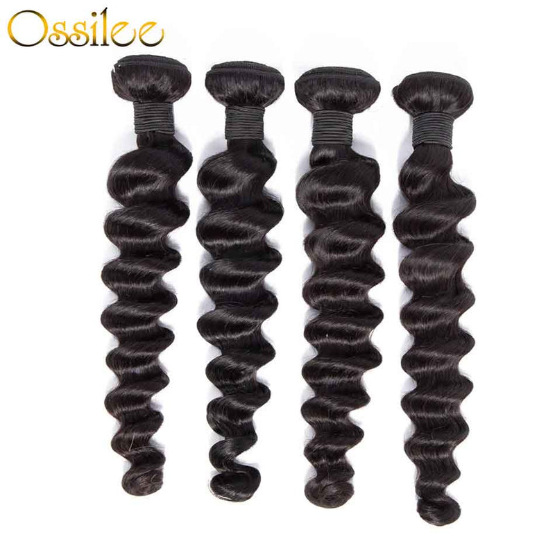 Real 9A Loose Deep Wave Virgin Hair 3Bundles With 13x4 Pre-Plucked Lace Frontal - Ossilee Hair