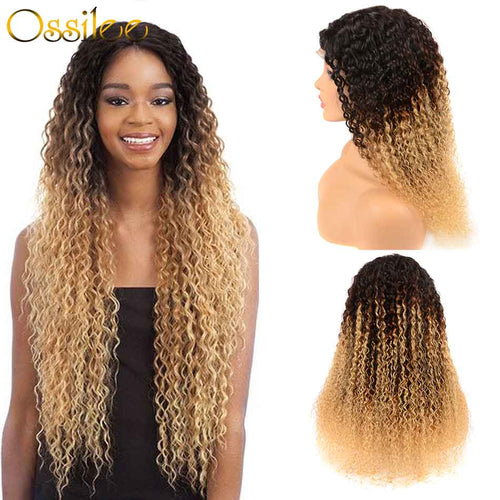 Ombre Color 13x4 Pre-Plucked Lace Front  Wig 150% Density Kinky Curly Wig - Ossilee Hair