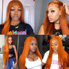 Ginger Orange Wigs 13x4 HD Transparent Lace Front Human Hair Wig Straight Glueless Lace Wigs Pre Plucked - Ossilee Hair