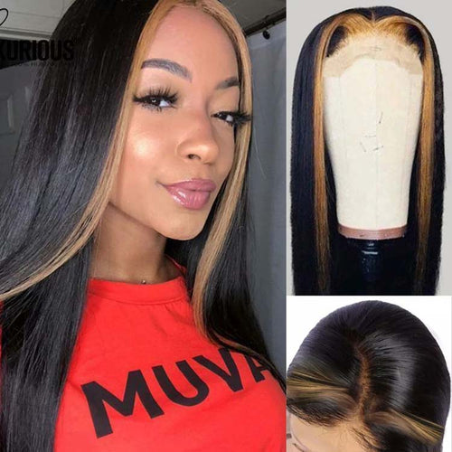 4x4/13x4 HD Lace Front Wigs Highlight Blonde Straight Human Hair Lace Wigs Ombre Colored Wigs - Ossilee Hair