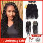 Real 9A Grade Virgin Hair Deep Wave 3Pcs Deep Wave With Lace Closure - Ossilee Hair