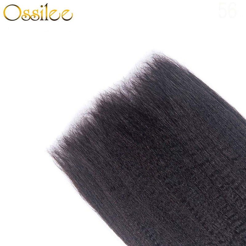 Kinky Straight 3Pcs With Lace Closure 9A Grade Brazilian Human Hair Weave Bundles - Ossilee Hair