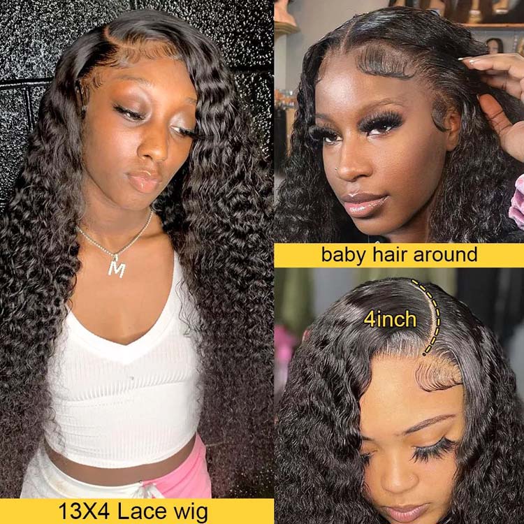 13x4 HD Lace Front Human Hair Wigs Brazilian Water Wave Lace Front Wigs Pre Plucked Undetectable Lace Frontal Wig 9A Grade - Ossilee Hair
