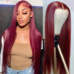 99J Burgundy Straight Human Hair 13X4/13x6 HD Lace Front Wig Brazilian Virgin Hair - Ossilee Hair