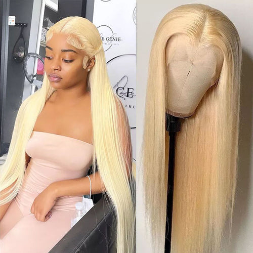 13x6 Blonde Straight Lace Front Wigs Brazilian Virgin Human Hair Pre Plucked Glueless Lace Wigs - Ossilee Hair