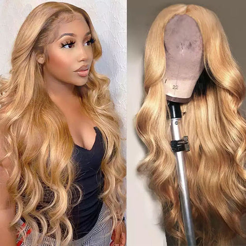 27 Color Honey Blonde 13x4 Body Wave HD Lace Front Wigs 10A Raw Virgin Human Hair - Ossilee Hair