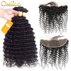 2/3Bundles With 13x4 Pre-Plucked 9A Deep Wave Lace Frontal Natural Color 100% Human Hair Weave - Ossilee Hair