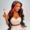 13x4 Highlight HD Lace Front Wigs Body Wave Skunk Stripe Pink Highlight Lace Wig 10A Grade - Ossilee Hair