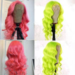 Colored Human Hair Wigs 13x4 HD Lace Front Human Hair Wigs Body Wave Blue/Green/Pink/Yellow Color - Ossilee Hair