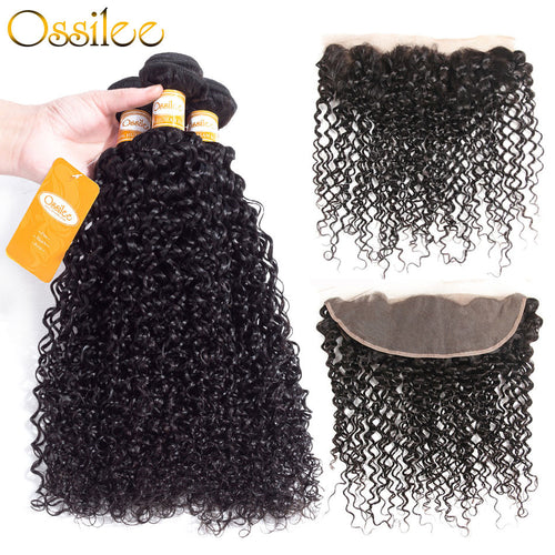 9A Grade Brazilian Kinky Curly 2/3Bundles With 13x4 Pre-Plucked Lace Frontal - Ossilee Hair