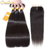 Peruvian Virgin Hair With Closure 3 Bundles 9A Peruvian Straight Hair With 4x4 Lace Closure - Ossilee Hair