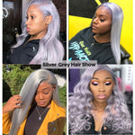 Ossilee Grey Color Wig 13x4 Striaght Lace Front Human Hair Wigs Body Wave Wig Swiss Lace - Ossilee Hair