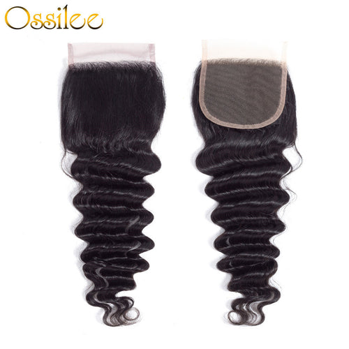 4x4 Loose Deep Wave Human Hair Lace Closure Middle Part,Free Part ,Three Part - Ossilee Hair