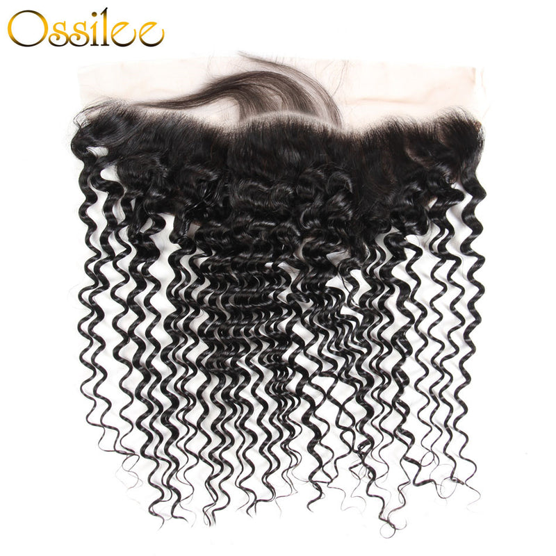 9A Grade Deep Wave 3Bundles With 13x4 Pre-Plucked Lace Frontal Natural Color 100% Brazilian Human Hair - Ossilee Hair