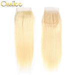 Blonde #613 Brazilian Straight 3 Bundles With 1 Piece 4x4 Lace Closure Shiny and soft Color Hair - Ossilee Hair