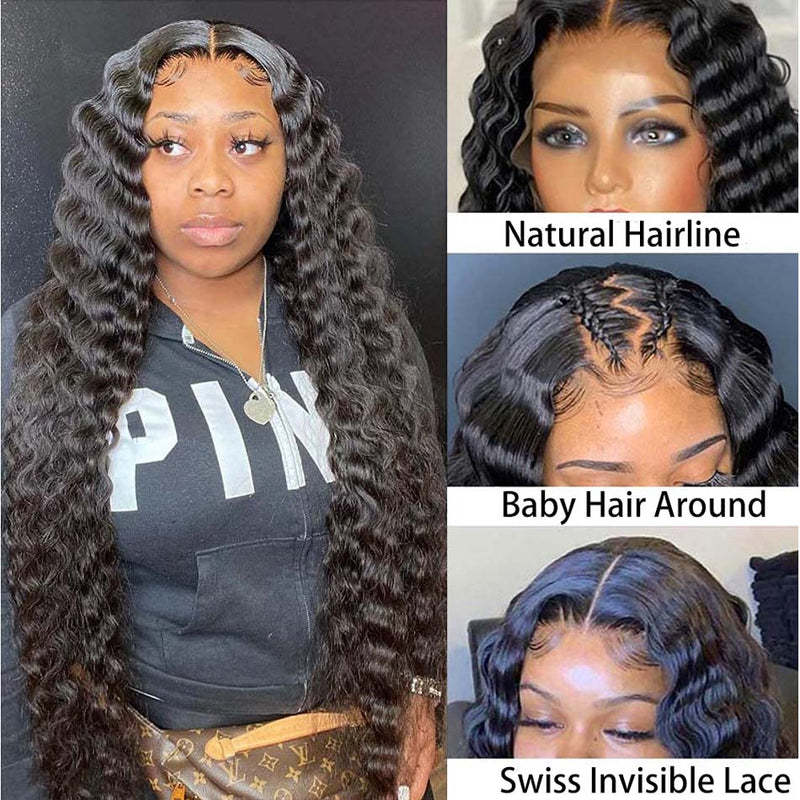 Invisible HD Lace Loose Deep Wave Wig 13x4 Lace Frontal Wigs Loose Curly Virgin Human Hair Pre Plucked Lace Wigs - Ossilee Hair