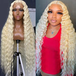 13x4 Loose Deep Wave 613 Blonde Lace Front Wigs Brazilian Human Hair - Ossilee Hair