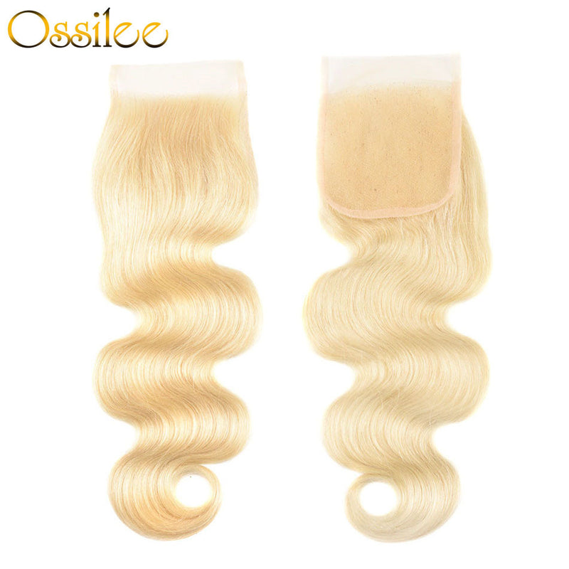 Brazilian Body Wave #613 Blonde 3 Bundles With 1 Piece 4x4 Lace Closure Shiny and soft Color Hair - Ossilee Hair