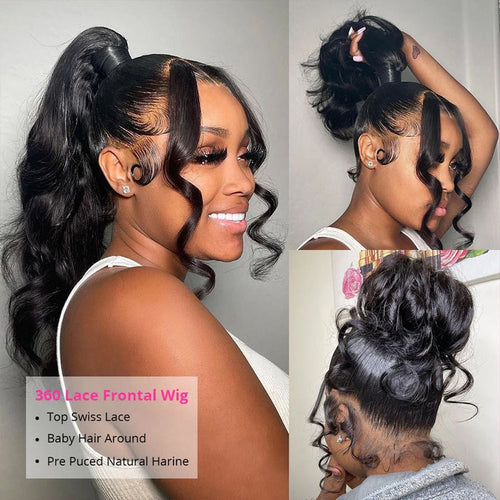 360 Lace Frontal Wig HD Transparent Lace Pre Plucked With Baby Hair Body Wave 360 Full Lace Wigs Human Hair 10A Grade - Ossilee Hair