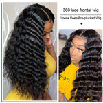 HD Lace Front Human Hair Wig 360 Frontal Wigs Pre Plucked with Baby Hair Loose Deep Wave Wig 10A Grade - Ossilee Hair