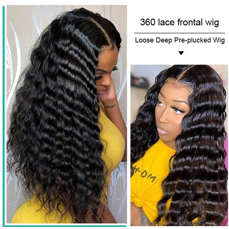 HD Lace Front Human Hair Wig 360 Frontal Wigs Pre Plucked with Baby Hair Loose Deep Wave Wig 10A Grade - Ossilee Hair