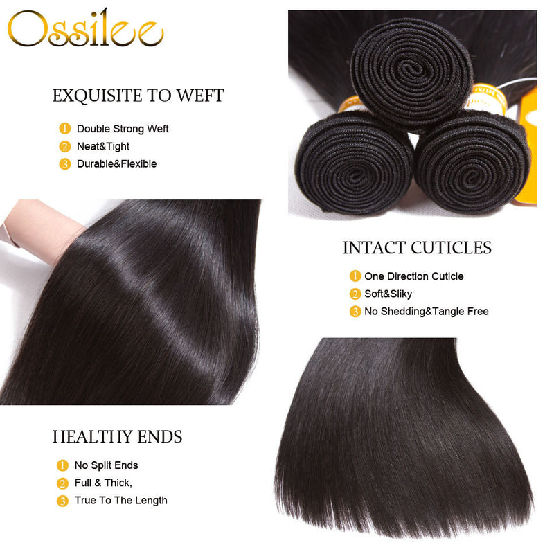 9A Unprocessed Virgin Human Hair With 4x4 Lace Closure Top Quality - Ossilee Hair