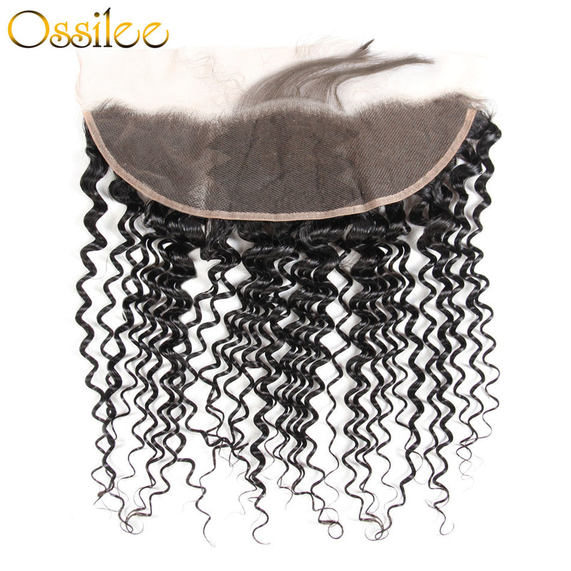 9A Grade Deep Wave 3Bundles With 13x4 Pre-Plucked Lace Frontal Natural Color 100% Brazilian Human Hair - Ossilee Hair