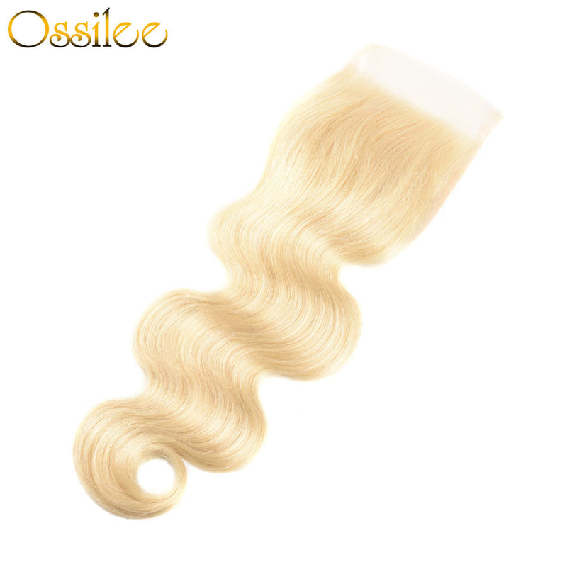 Brazilian Body Wave #613 Blonde 3 Bundles With 1 Piece 4x4 Lace Closure Shiny and soft Color Hair - Ossilee Hair