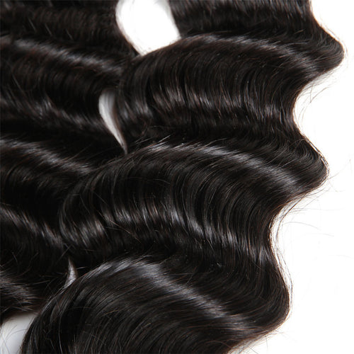 Peruvian Remy Human Hair Bundles 3Pcs Loose Deep Wave With Lace Closure - Ossilee Hair