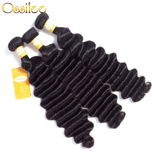 Loose Deep Wave With Lace Closure 9A Unprocessed Brazilian Remy 3 Hair Bundles With 1 Closure - Ossilee Hair