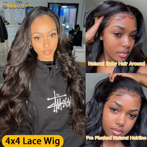 Cheap HD Transparent Lace Closure Wig 4X4 Straight Virgin Hair Lace Closure Wig 150% 180% 250% Density Lace Wig 9A Grade 的副本 - Ossilee Hair