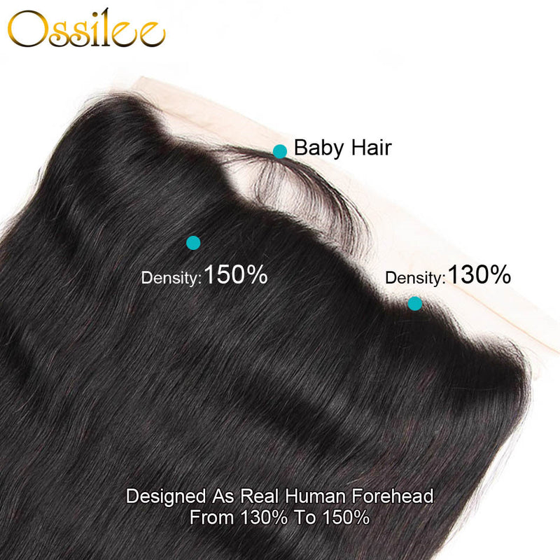 Pre-plucked 13x4 Lace Frontal Straight Human Hair 150% Density - Ossilee Hair