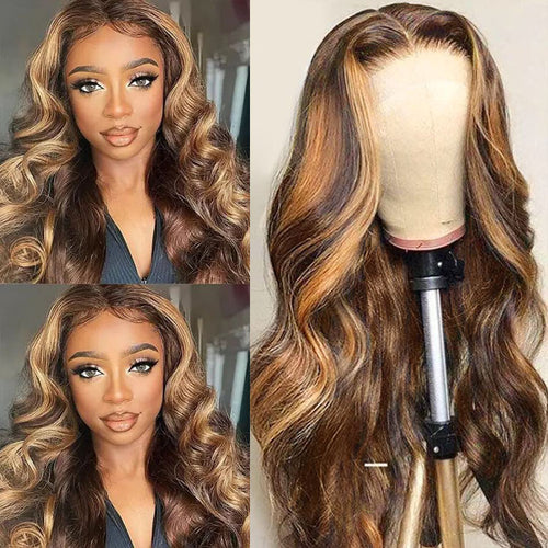 5x5 HD Lace Closure Wig Body Wave Highlight Human Hair Wigs 180% 250% Density 10A Grade - Ossilee Hair