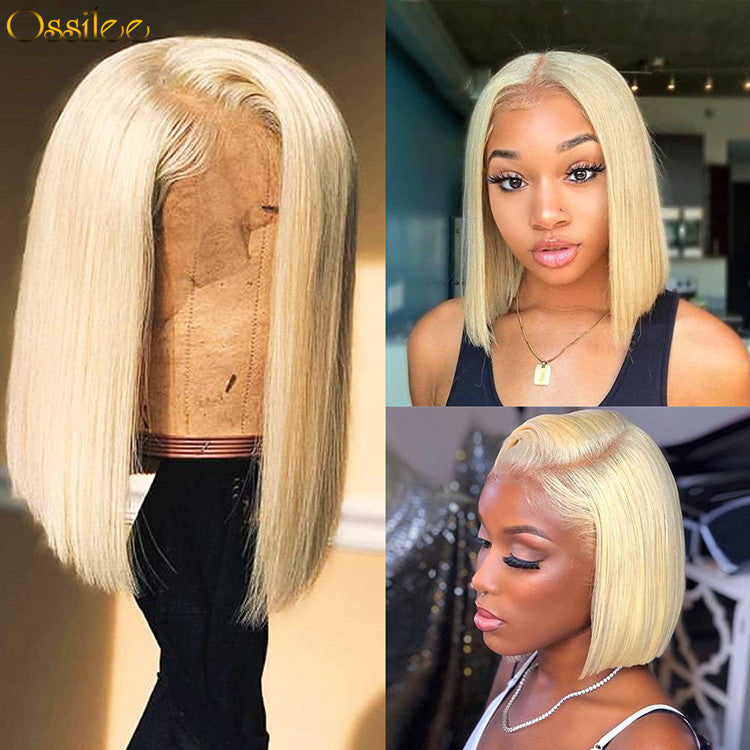 Short Bob Wig #613 Blonde Straight Bob Lace Wig Soft And Thick Human Hair Wigs - Ossilee Hair