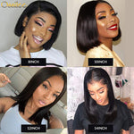 13x4 Lace Front Side Part Bob Wig 180% Density Brazilian Straight Short Bob Wig 10A Grade - Ossilee Hair