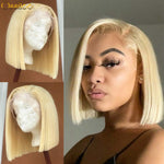 Short Bob Wig #613 Blonde Straight Bob Lace Wig Soft And Thick Human Hair Wigs - Ossilee Hair