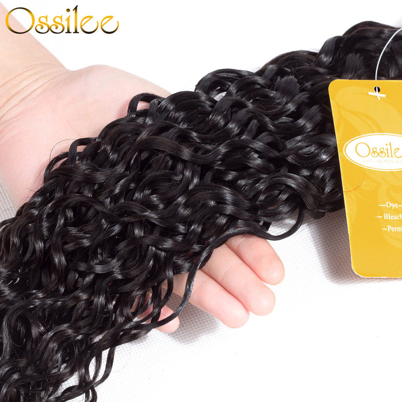 4 Bundles With 1Pc Closure Brazilian Water Wave 100% Human Hair Weave Bundles - Ossilee Hair