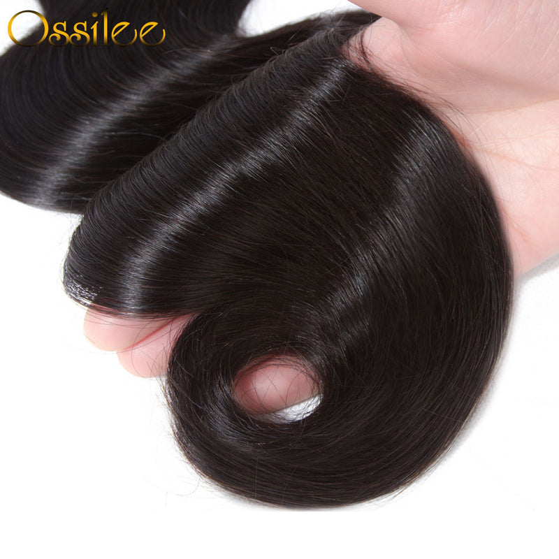 Best Quality 3Pcs Brazilian Virgin HairBody Wave With Lace Closure Soft & Thick Bundles Natural Color - Ossilee Hair