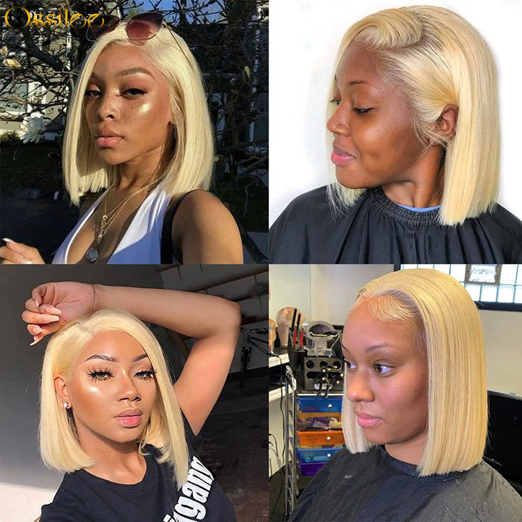 Short Bob Wig #613 Blonde Straight Bob Lace Wig Soft And Thick Human Hair Wigs - Ossilee Hair