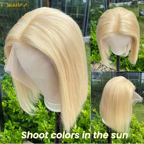 Short Bob Wig #613 Blonde Straight Bob Lace Wig Soft And Thick Human Hair Wigs - Ossilee Hair