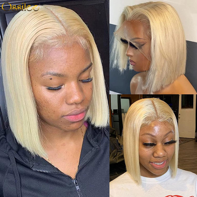 Short Bob Wig #613 Blonde Straight Bob Lace Wig Soft And Thick Human Hair Wigs - Ossilee Hair