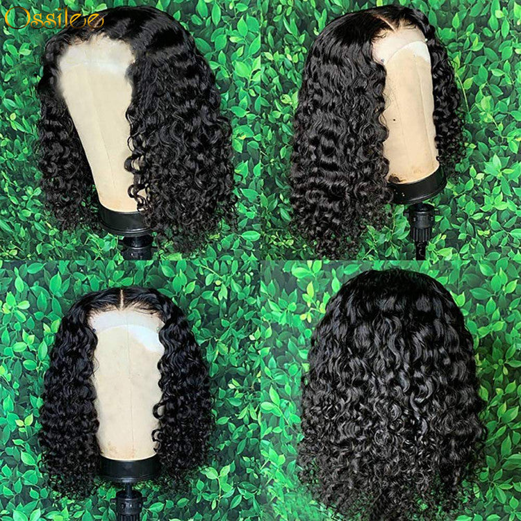 13X4 Lace front Water Wave Bob Wig 4X4 Closue Bob Wig 180% Density Brazilian Remy Hair Short Bob Wig 10A Grade - Ossilee Hair