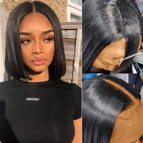 Short Straight Bob Wigs U Part Human Hair Wigs Brazilian Human Hair Wigs Remy Cheap Human Hair 9A Grade - Ossilee Hair