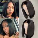 13x4 Lace Front Side Part Bob Wig 180% Density Brazilian Straight Short Bob Wig 10A Grade - Ossilee Hair
