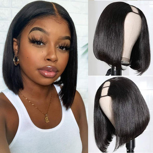 Short Straight Bob Wigs U Part Human Hair Wigs Brazilian Human Hair Wigs Remy Cheap Human Hair 9A Grade - Ossilee Hair