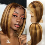 Highlight Bob Lace Wigs 150% DensityShort Bob Highlight 13X4 Lace Front Wigs - Ossilee Hair
