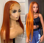 Giner Orange Wigs 13x4 HD Transparent Lace Front Human Hair Wig Glueless Lace Wigs Pre Plucked - Ossilee Hair