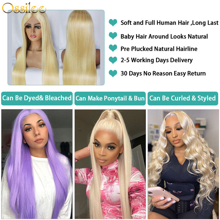 13X6 Blonde Lace Front Brazilian Human Hair Wigs 13X6 Lace Front Wig Glueless Straight Human Hair Wig 11A Grace - Ossilee Hair