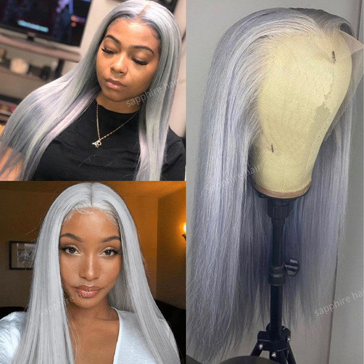 Ossilee Grey Color Wig 13x4 Striaght Lace Front Human Hair Wigs Body Wave Wig Swiss Lace - Ossilee Hair